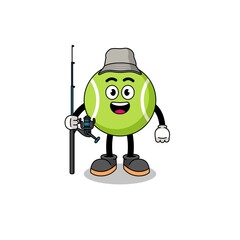 Mascot Illustration of tennis ball fisherman