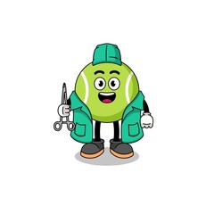 Illustration of tennis ball mascot as a surgeon