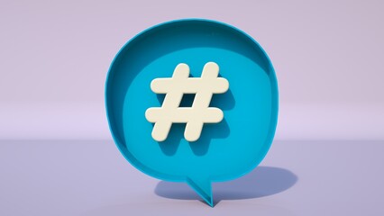 Obraz premium Speech cloud. Thoughts. Idea, wisdom and understanding. Simple flat style. Hash tag. 3d render 