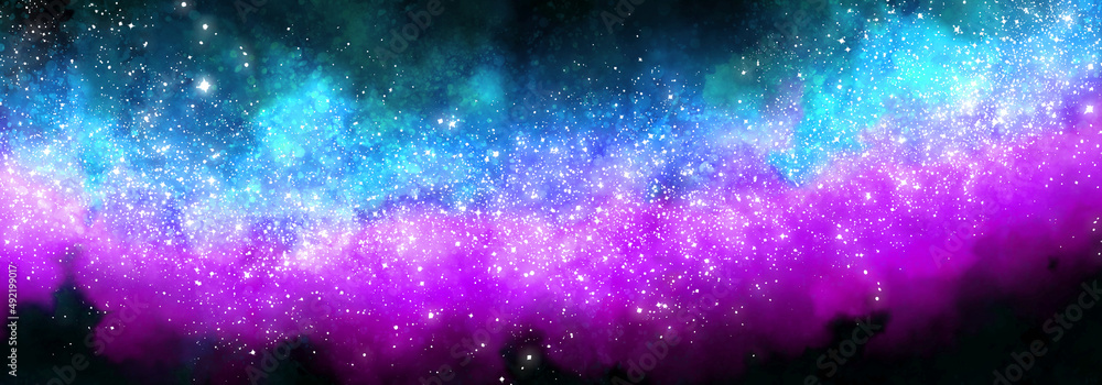 Wall mural space background with realistic nebula and lots of shining stars. infinite universe and starry night