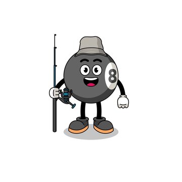 recommend clip art: Mascot Illustration of billiard ball fisherman