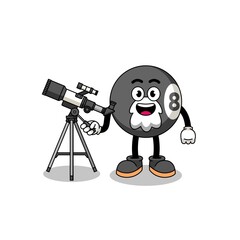 Illustration of billiard ball mascot as an astronomer