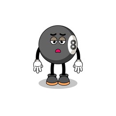 billiard ball cartoon with fatigue gesture