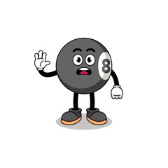 billiard ball cartoon illustration doing stop hand