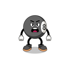 billiard ball cartoon illustration with angry expression