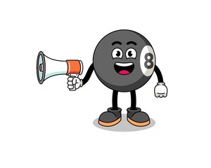 billiard ball cartoon illustration holding megaphone