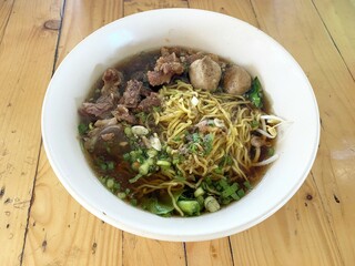 noodle food on wooden table
