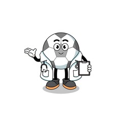 Cartoon mascot of soccer ball doctor