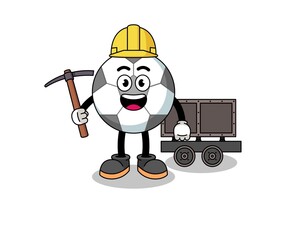 Mascot Illustration of soccer ball miner