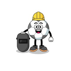 Fototapeta premium Mascot of soccer ball as a welder