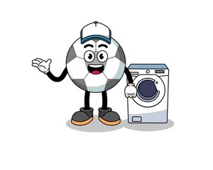 soccer ball illustration as a laundry man