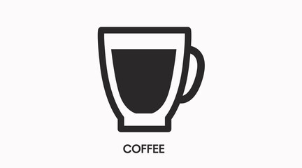 Coffee Cup Icon. Back and white vector illustration of a cup of coffee