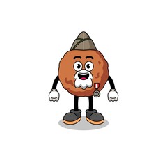 Character cartoon of meatball as a veteran