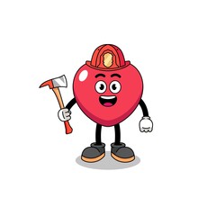 Cartoon mascot of love firefighter