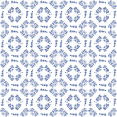 seamless pattern of blue and white drawing flower and curve for textile and fabric or tile