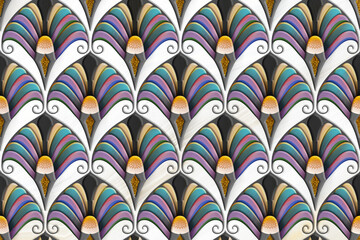 Fototapeta na wymiar Digital wall tile, Simple geometric background. Geometric seamless pattern of diamonds and cubes. Abstract background with vibrant colors. Suitable for animation, printing, fabrics, textiles, and web.