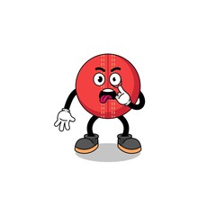 Character Illustration of cricket ball with tongue sticking out