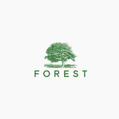 Forest classic logo vector icon illustration design Premium Vector