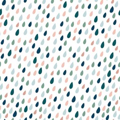 Seamless drops pattern. Creative rain texture for fabric, wrapping, textile, wallpaper, apparel. Vector illustration