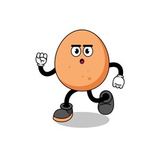 running egg mascot illustration