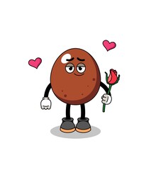 chocolate egg mascot falling in love