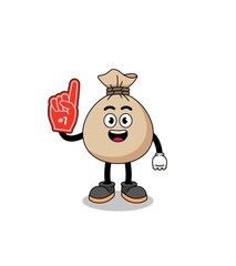 Cartoon mascot of money sack number 1 fans