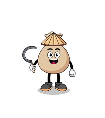 Illustration of money sack as an asian farmer