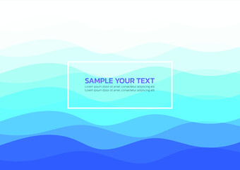 Abstract background, gradient blue ocean waves. Vector blue layered water wave. 