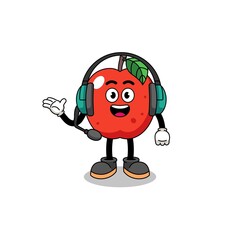 Mascot Illustration of apple as a customer services