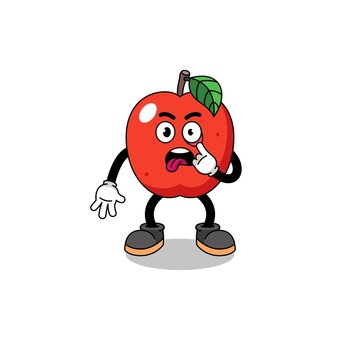 Character Illustration of apple with tongue sticking out