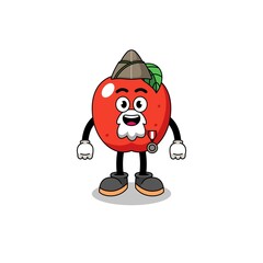 Character cartoon of apple as a veteran