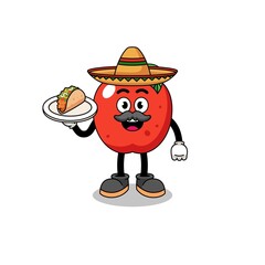 Character cartoon of apple as a mexican chef