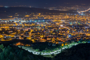 The view of Elazig city in lights at night