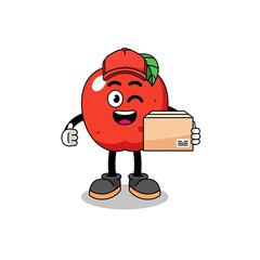 apple mascot cartoon as an courier