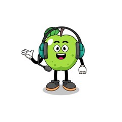 Mascot Illustration of green apple as a customer services