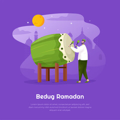 A muslim hitting bedug or drum for Ramadan concept