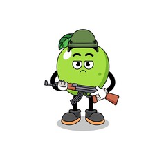 Cartoon of green apple soldier