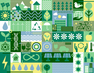Fototapeta premium Ecology green background nature planet protection care recycling save concept. Earth day background