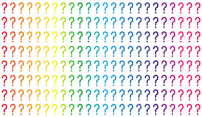 Colorful question mark quiz night background. Colorful rainbow design vector illustration. Bright color design background. Trendy rainbow art