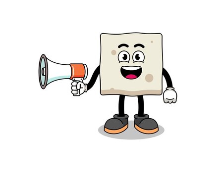 tofu cartoon illustration holding megaphone