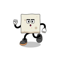 running tofu mascot illustration