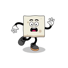 slipping tofu mascot illustration