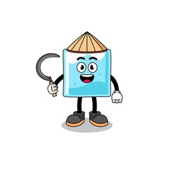 Illustration of ice block as an asian farmer