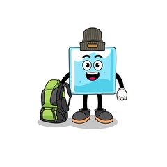 Fototapeta premium Illustration of ice block mascot as a hiker