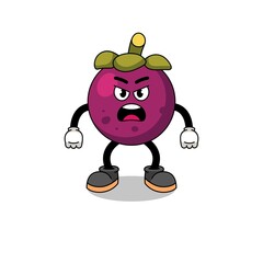 mangosteen cartoon illustration with angry expression