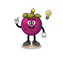 Fototapeta premium mangosteen cartoon with get an idea pose