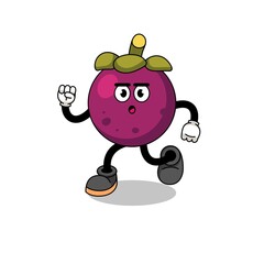 running mangosteen mascot illustration