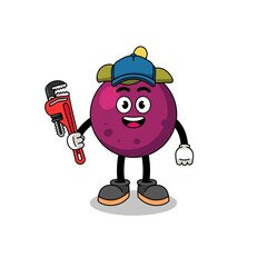 mangosteen illustration cartoon as a plumber