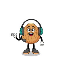 Mascot Illustration of almond as a customer services