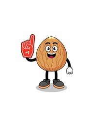 Cartoon mascot of almond number 1 fans